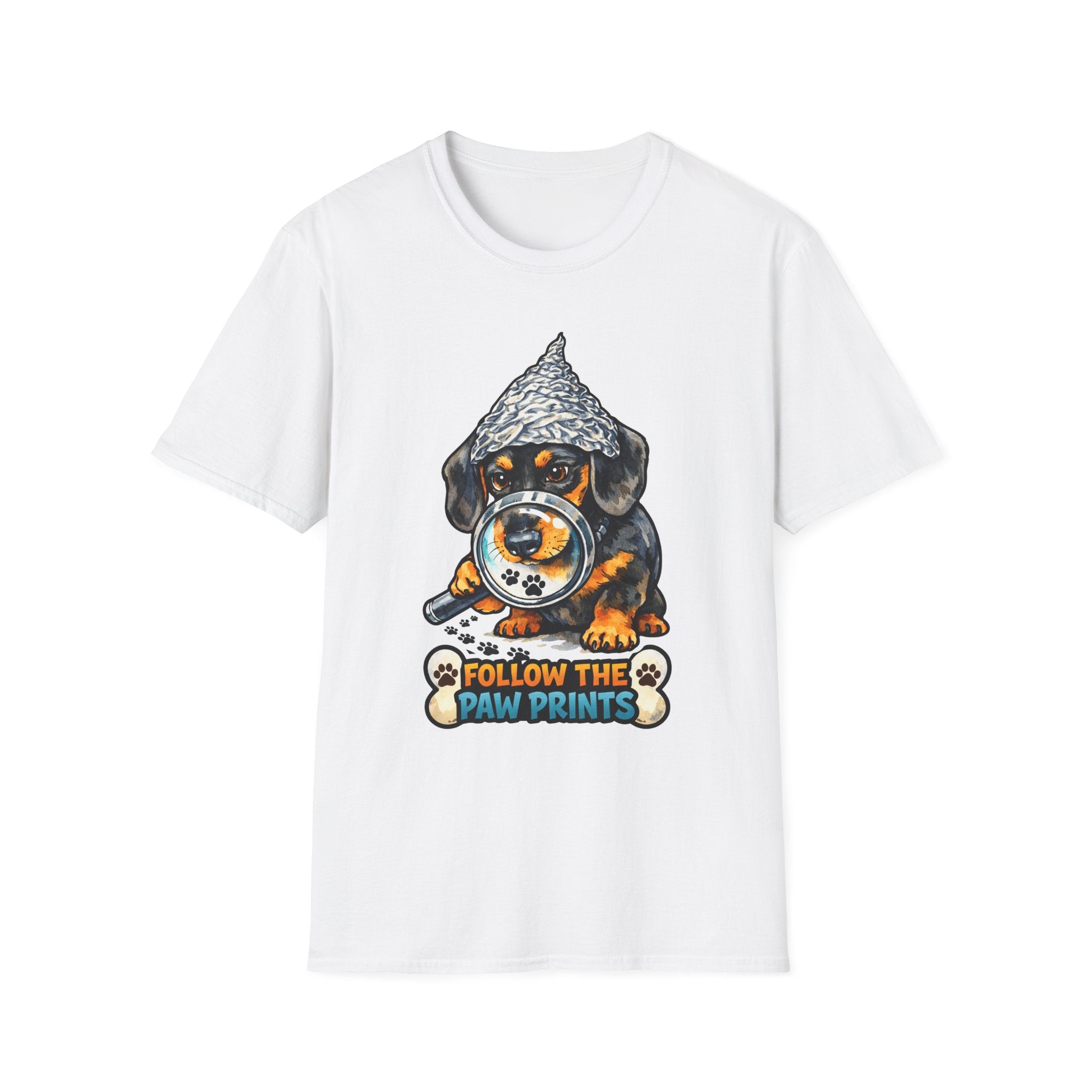 Follow the Paw Prints Funny Conspiracy Dachshund T-Shirt | Pet-Spiracy Theorist Collection by PetPulse