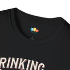 Drinking Wine and Feline Fine T-Shirt - Funny Cat Wine Lover Pun Feeling Good Wine Time Graphic Tee