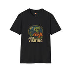 Just Visiting Alien Tourist T-Shirt - Funny UFO Earth Vacation Selfie Space Travel Extraterrestrial Humor Tee