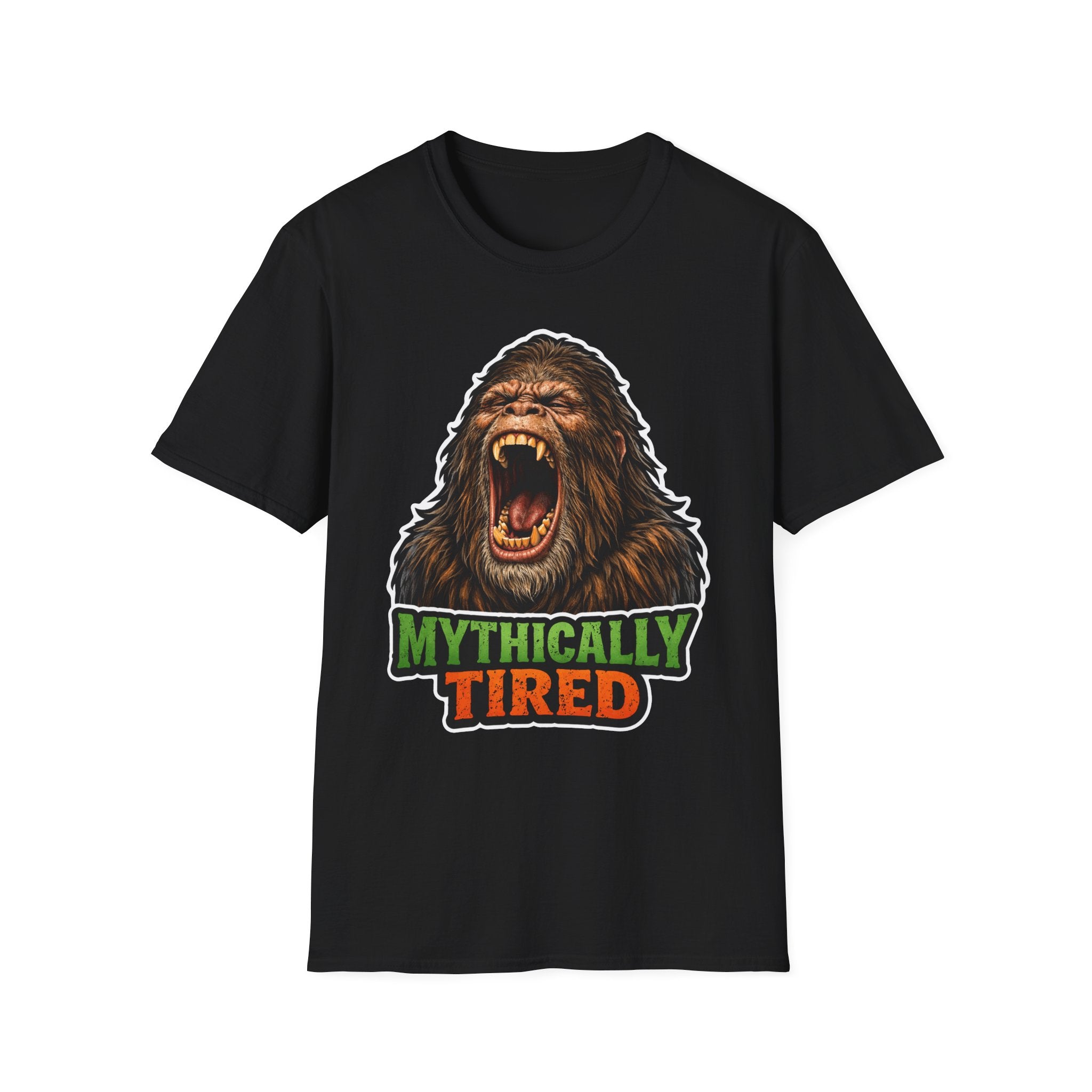 Mythically Tired Funny Bigfoot Yawning T-Shirt | Cryptid Companions Collection by PetPulse