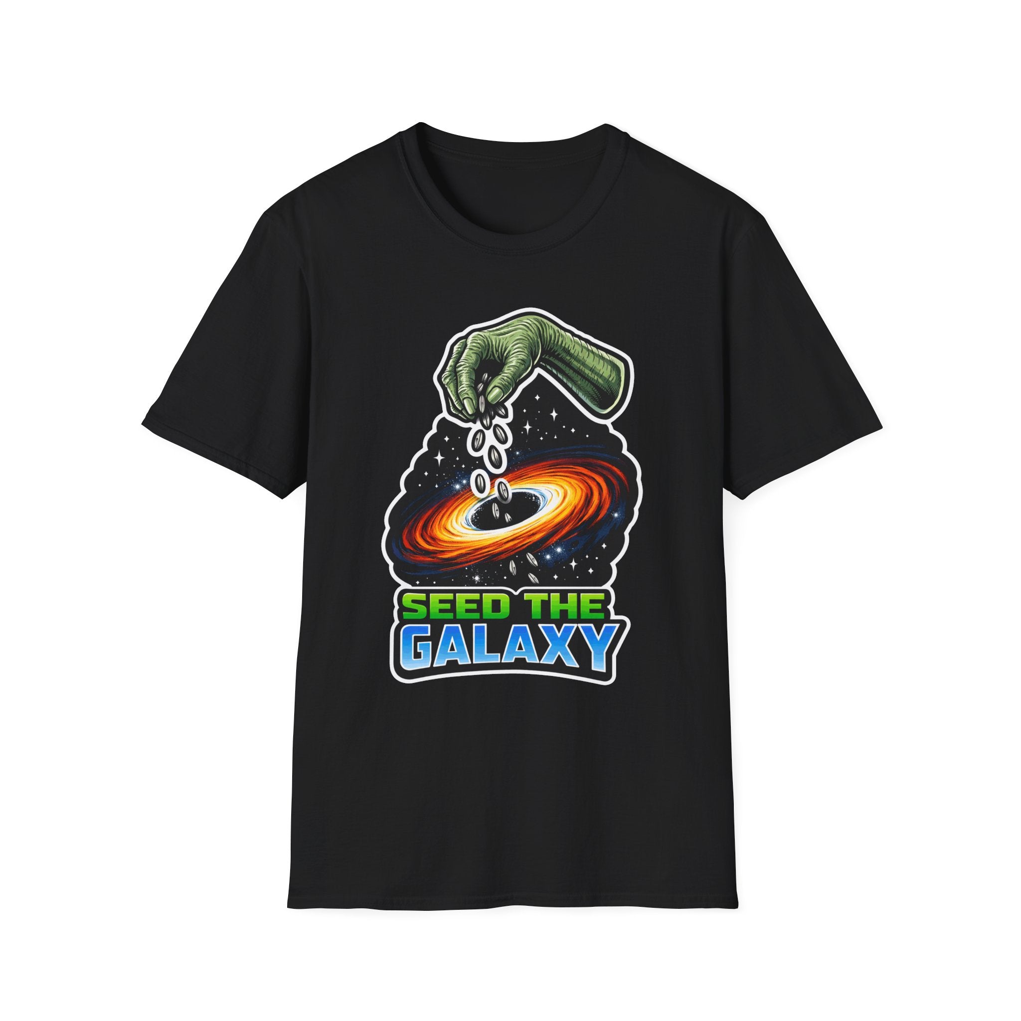 Seed the Galaxy Alien Planting Seeds in Space T-Shirt | Cosmic Encounters Collection by PetPulse