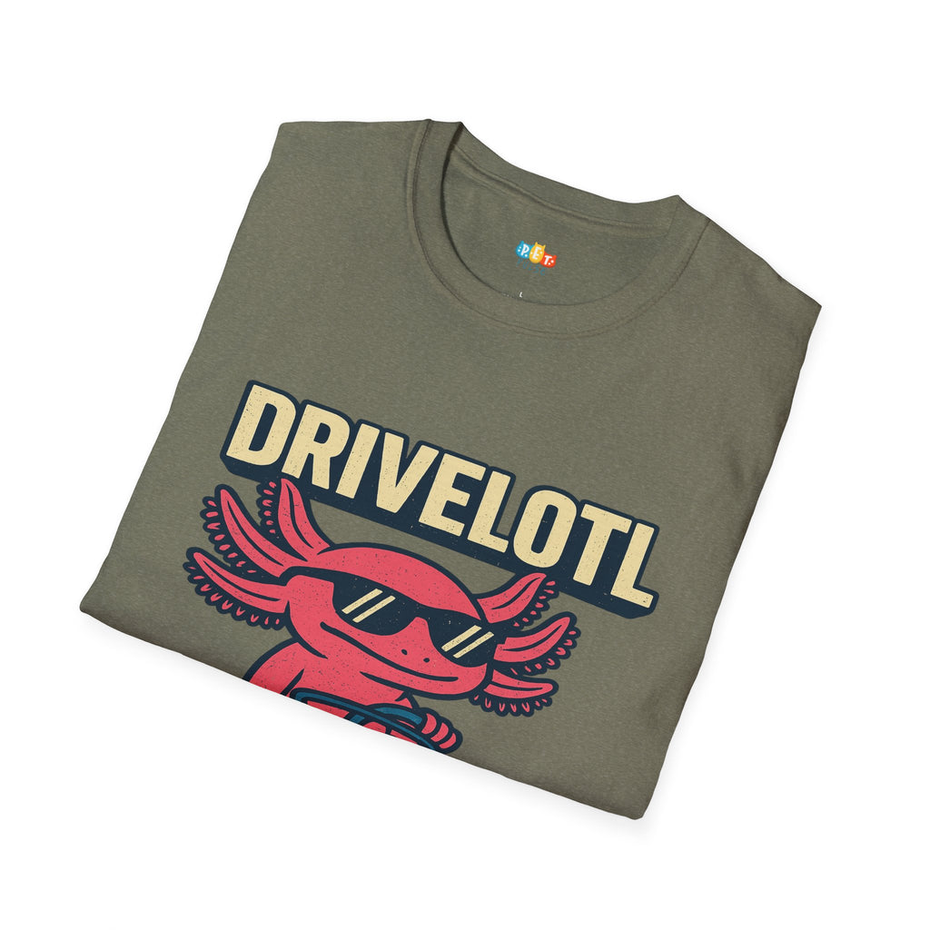 Drivelotl Cool Driving Axolotl T-Shirt - Funny Car Lover Racing Sports Car Driver Automotive Tee