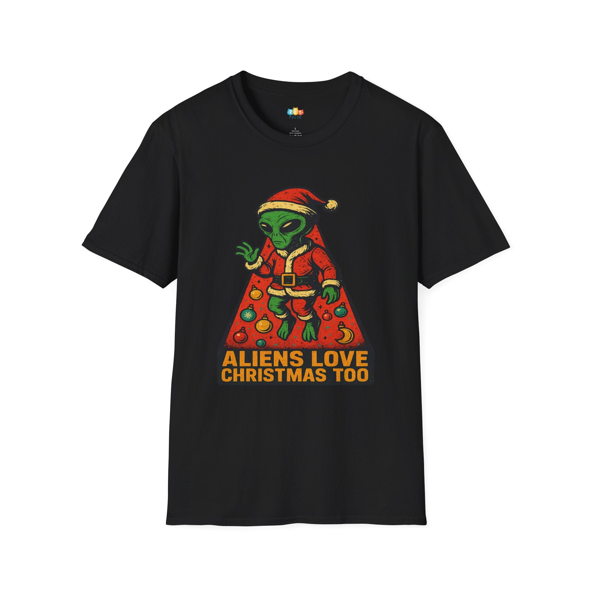 Aliens Love Christmas Too Santa UFO T-Shirt - Funny Holiday Alien Abduction Beam Santa Claus Space Tee