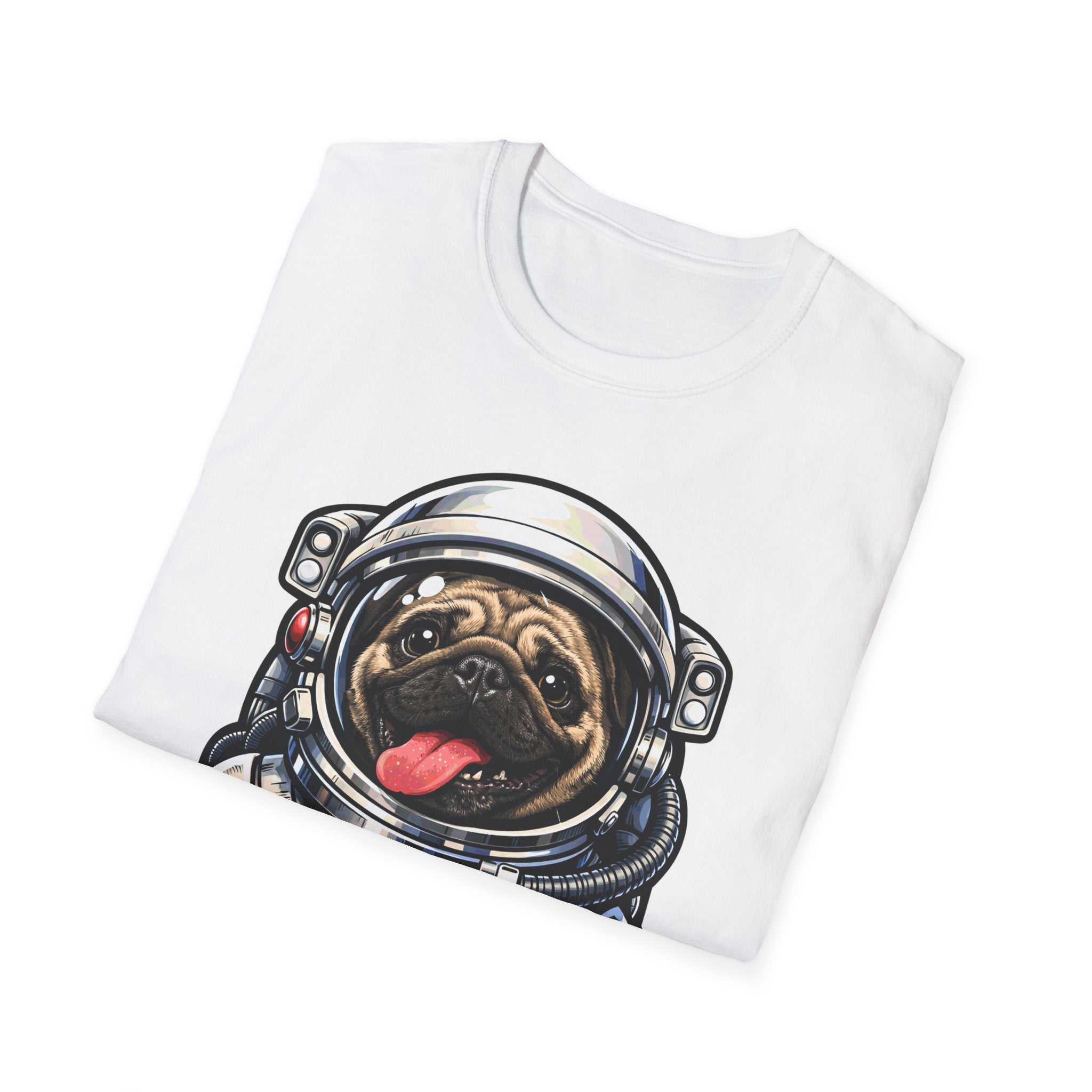Space Pug’s First Snort Funny Astronaut Pug T-Shirt | Cosmic Encounters Collection by PetPulse
