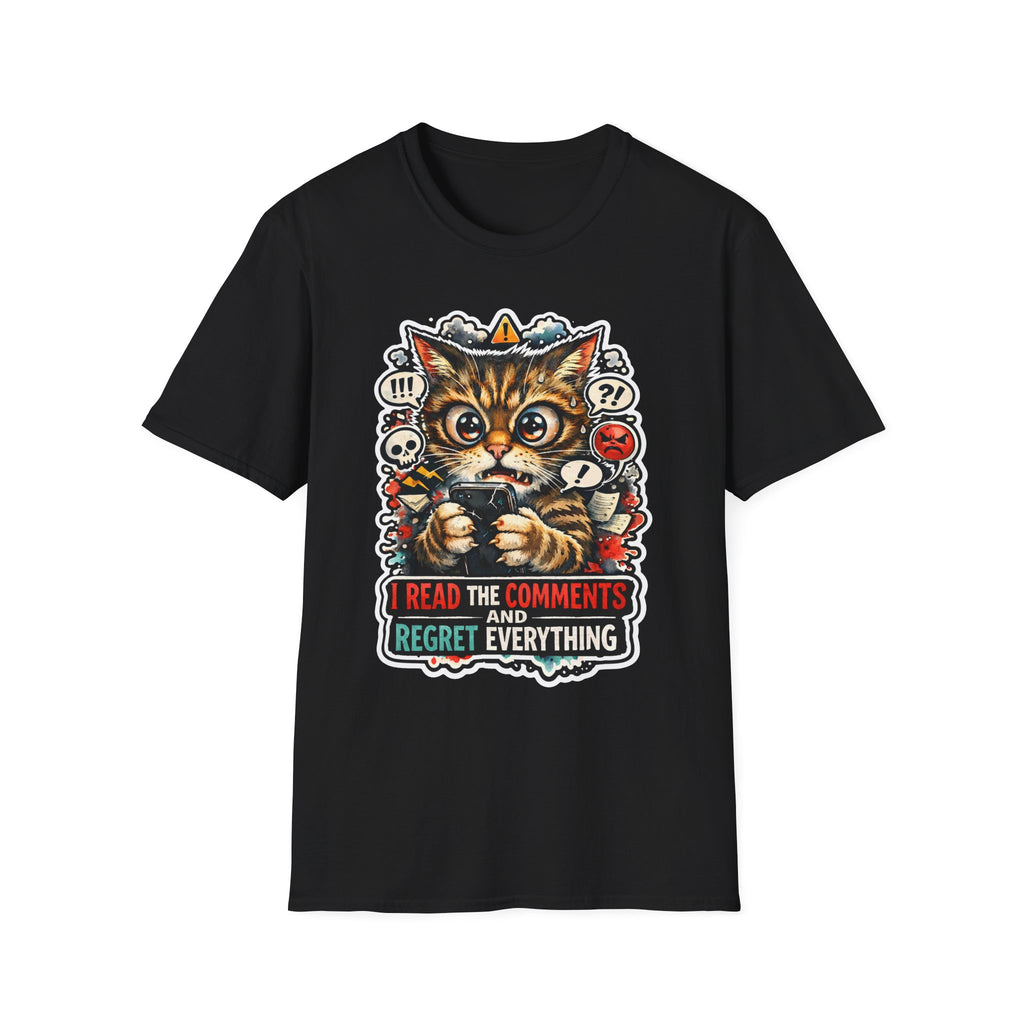 I Read The Comments And Regret Everything Funny Internet Cat T-Shirt | Tech Pack Collection by PetPulse