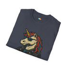 Born to Be Mythic Unicorn T-Shirt - Funny Cool Leather Jacket Biker Fantasy Magic Rebel Graphic Tee
