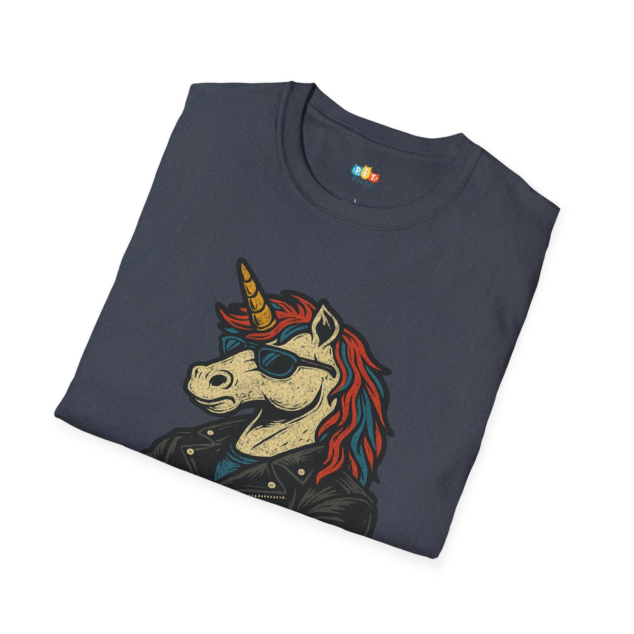 Born to Be Mythic Unicorn T-Shirt - Funny Cool Leather Jacket Biker Fantasy Magic Rebel Graphic Tee