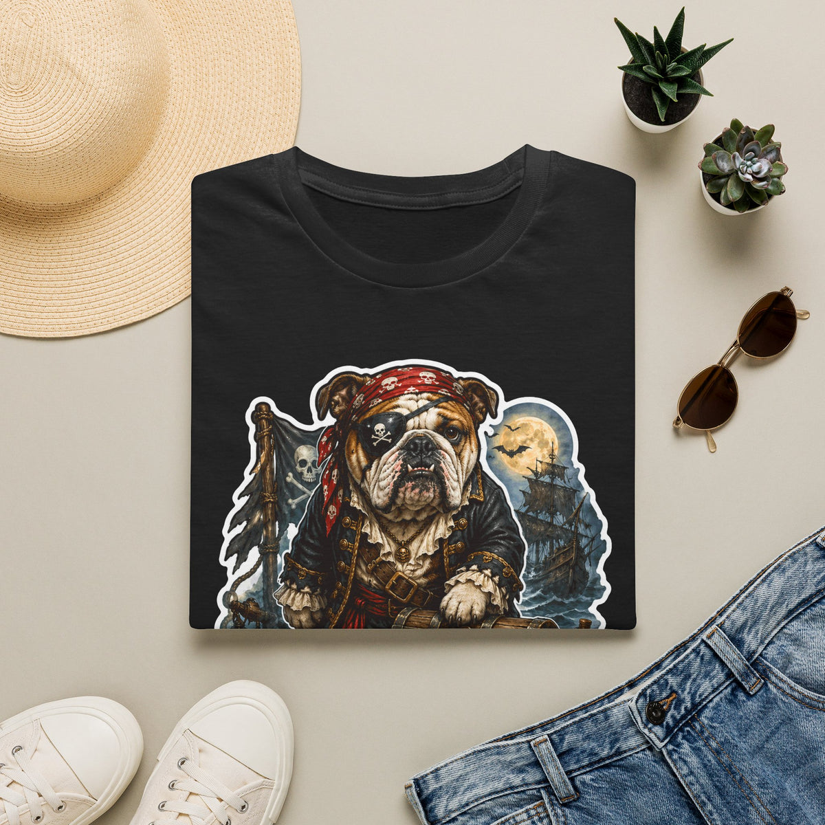 Arrr Hand Over the Treats Matey Pirate Bulldog T-Shirt | Halloween Pet T-Shirts Collection by PetPulse