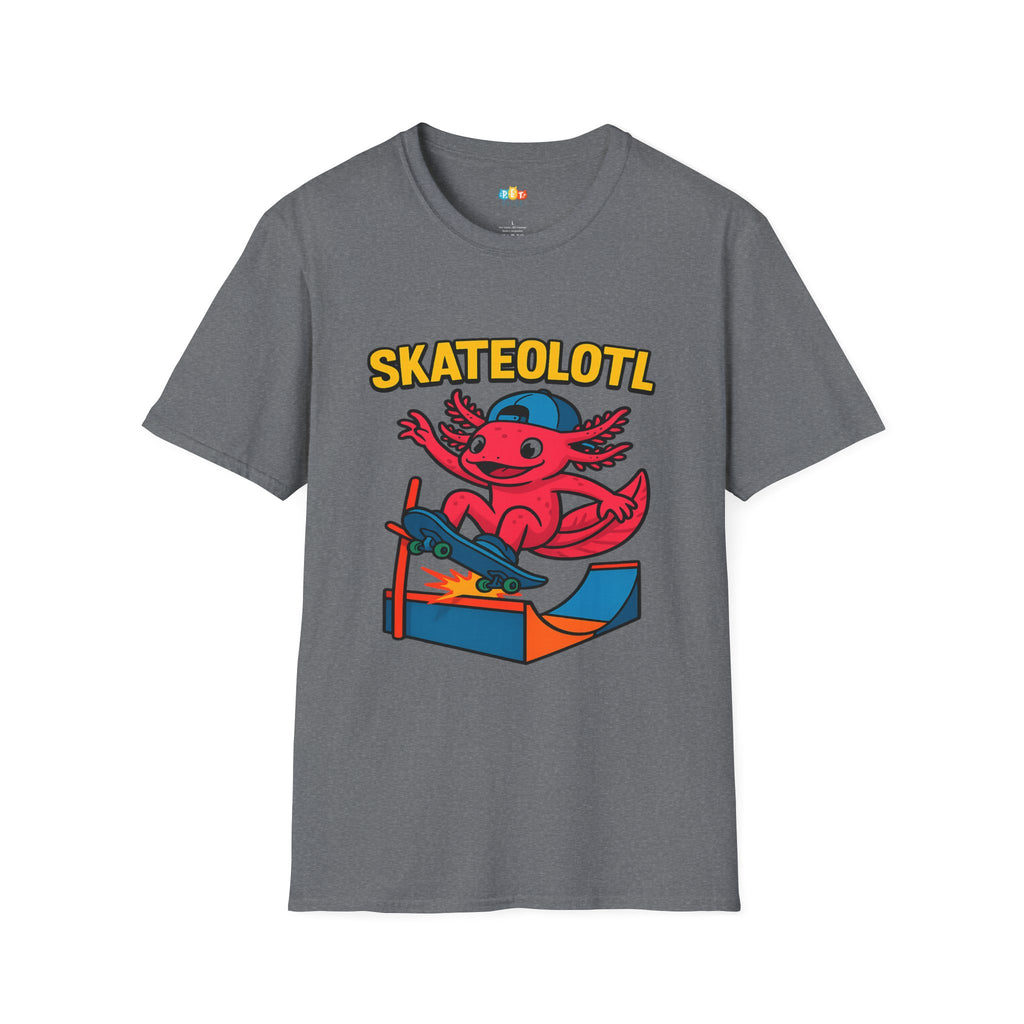 Skateolotl Rad Axolotl Skateboard T-Shirt - Funny Animal Pun Skater Cool Street Style Skateboarding Tee