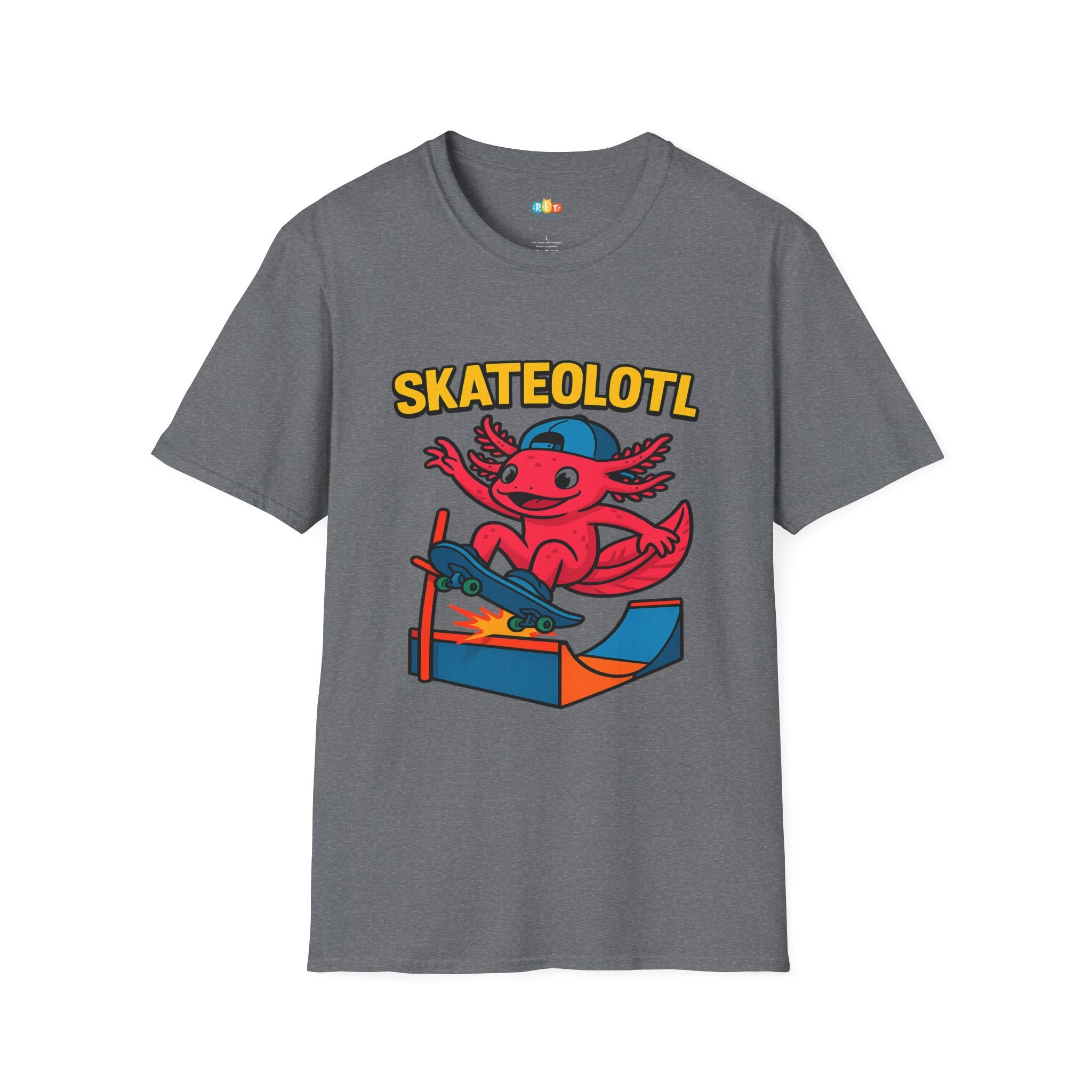 Skateolotl Rad Axolotl Skateboard T-Shirt - Funny Animal Pun Skater Cool Street Style Skateboarding Tee