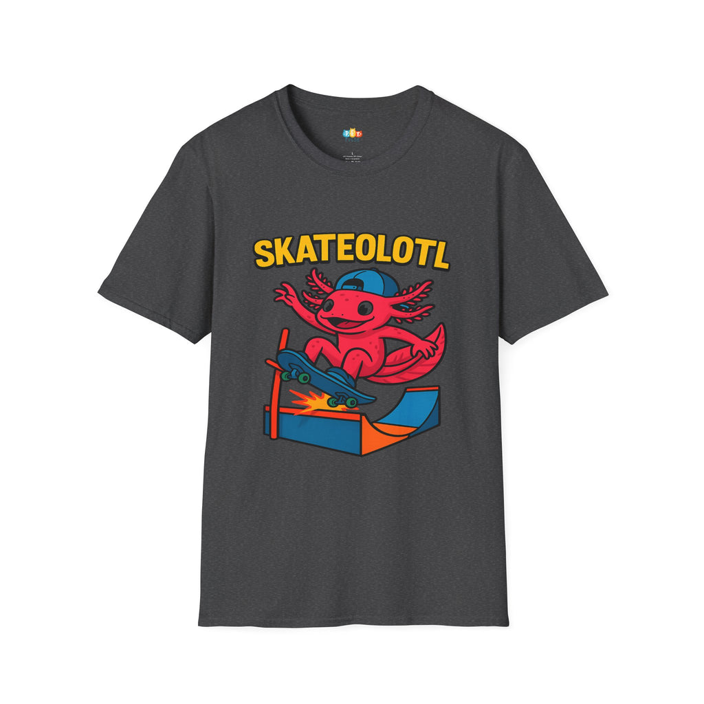 Skateolotl Rad Axolotl Skateboard T-Shirt - Funny Animal Pun Skater Cool Street Style Skateboarding Tee