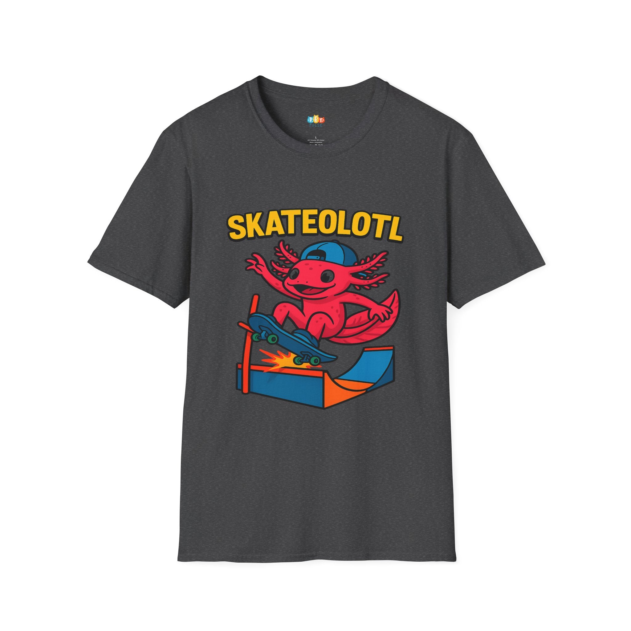 Skateolotl Rad Axolotl Skateboard T-Shirt - Funny Animal Pun Skater Cool Street Style Skateboarding Tee