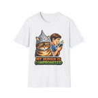 My Human Is Compromised Funny Conspiracy Cat T-Shirt | Cat-Spiracy Theorist Series | Pet-Spiracy Theorist Collection by PetPulse