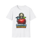Interstellar and Always Organic Funny Alien with Apple T-Shirt | Cosmic Encounters Collection by PetPulse