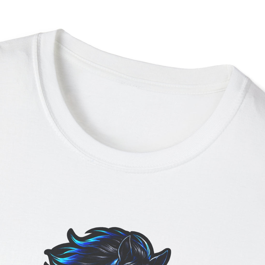 On My Way to Save the Day Action Hero Horse T-Shirt | Neon Black Stallion Superhero Graphic Tee | Mane Event Collection by PetPulse