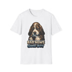 Bad News For a Good Boy Funny Basset Hound Doomscrolling T-Shirt | Tech Pack Collection by PetPulse