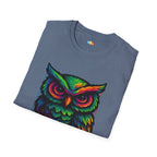 Late Night Artist Owl T-Shirt - Funny Rainbow Paint Splatter Creative Night Owl Graffiti Art Graphic Tee