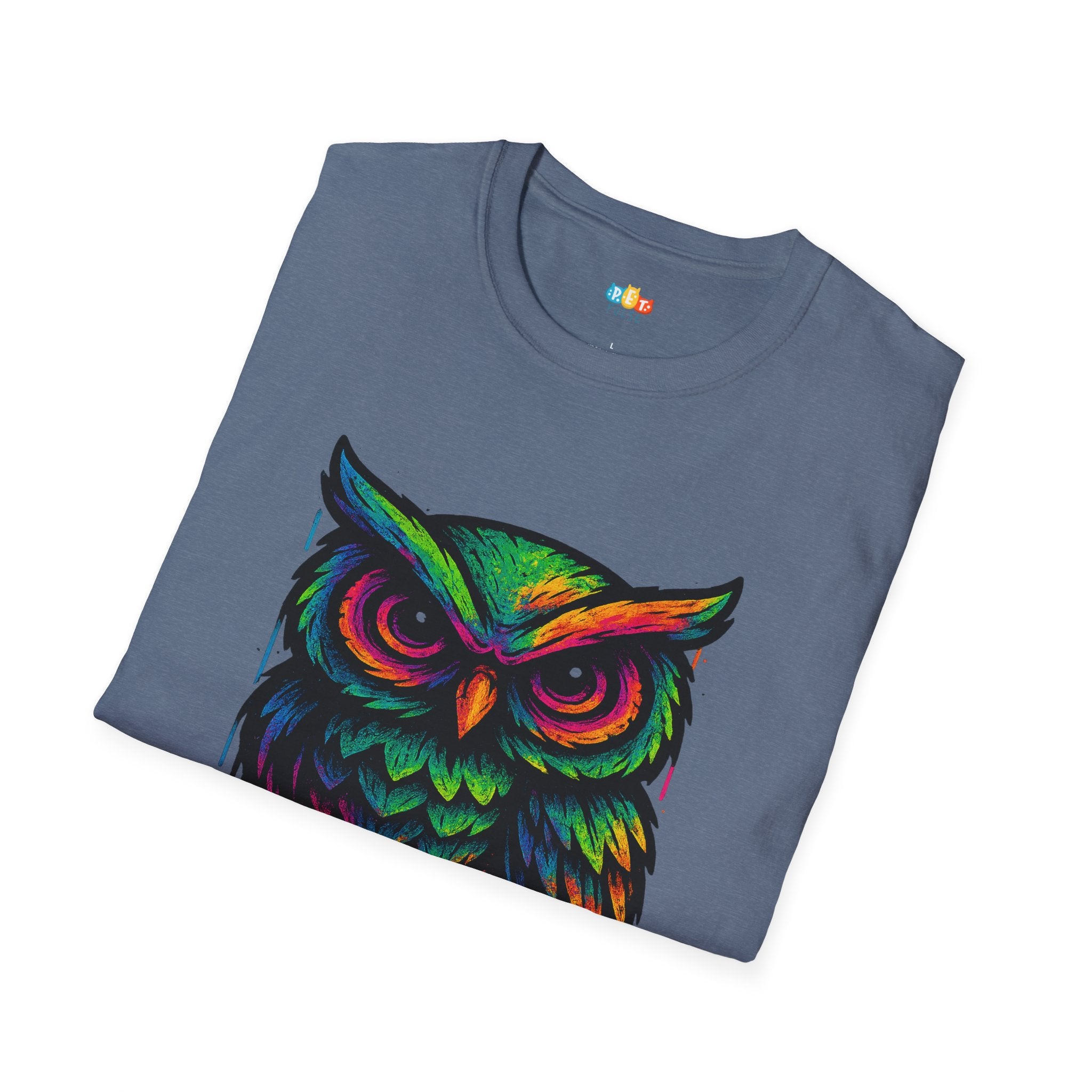 Late Night Artist Owl T-Shirt - Funny Rainbow Paint Splatter Creative Night Owl Graffiti Art Graphic Tee
