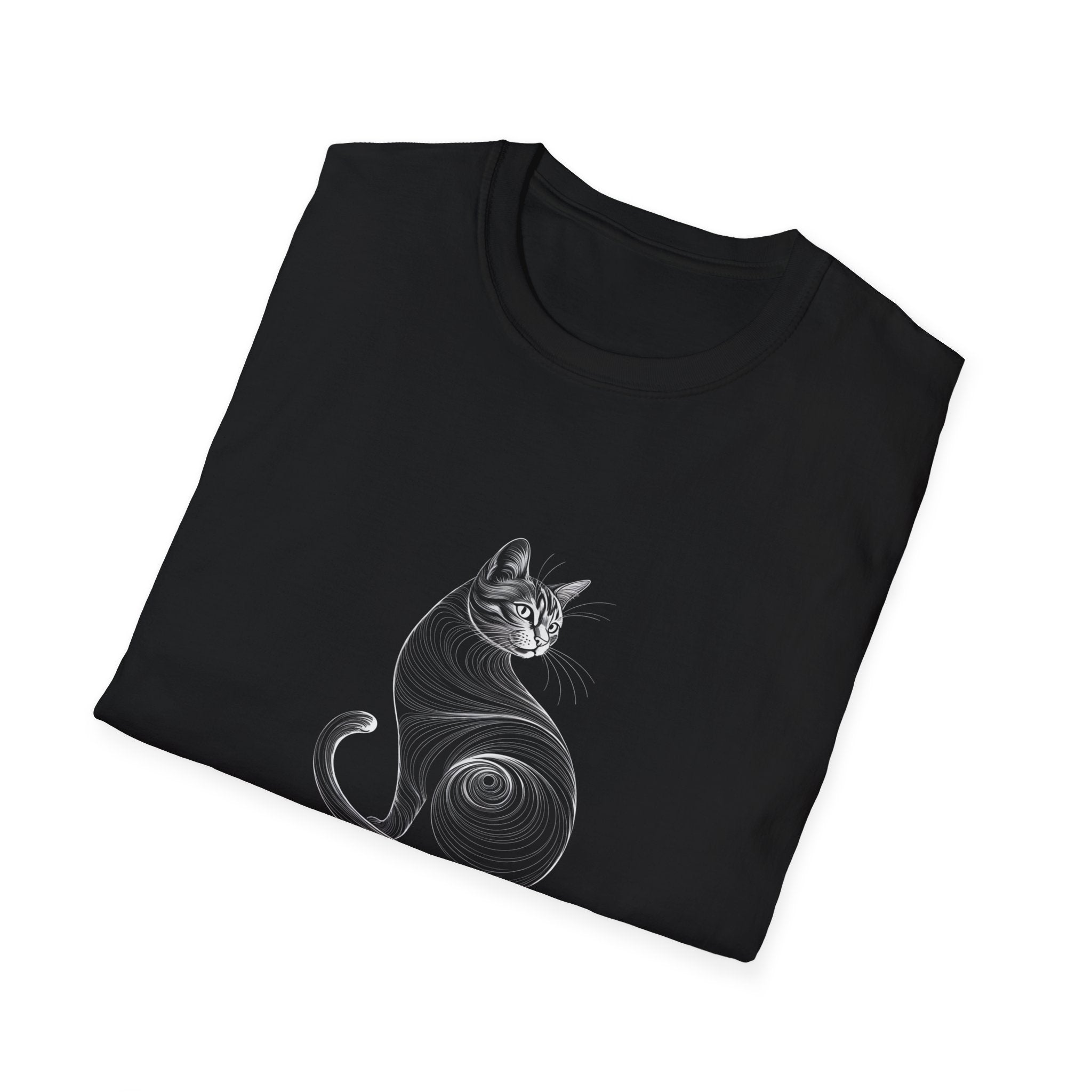 Cat T-Shirt — "One Divine Feline" Black Graphic Tee