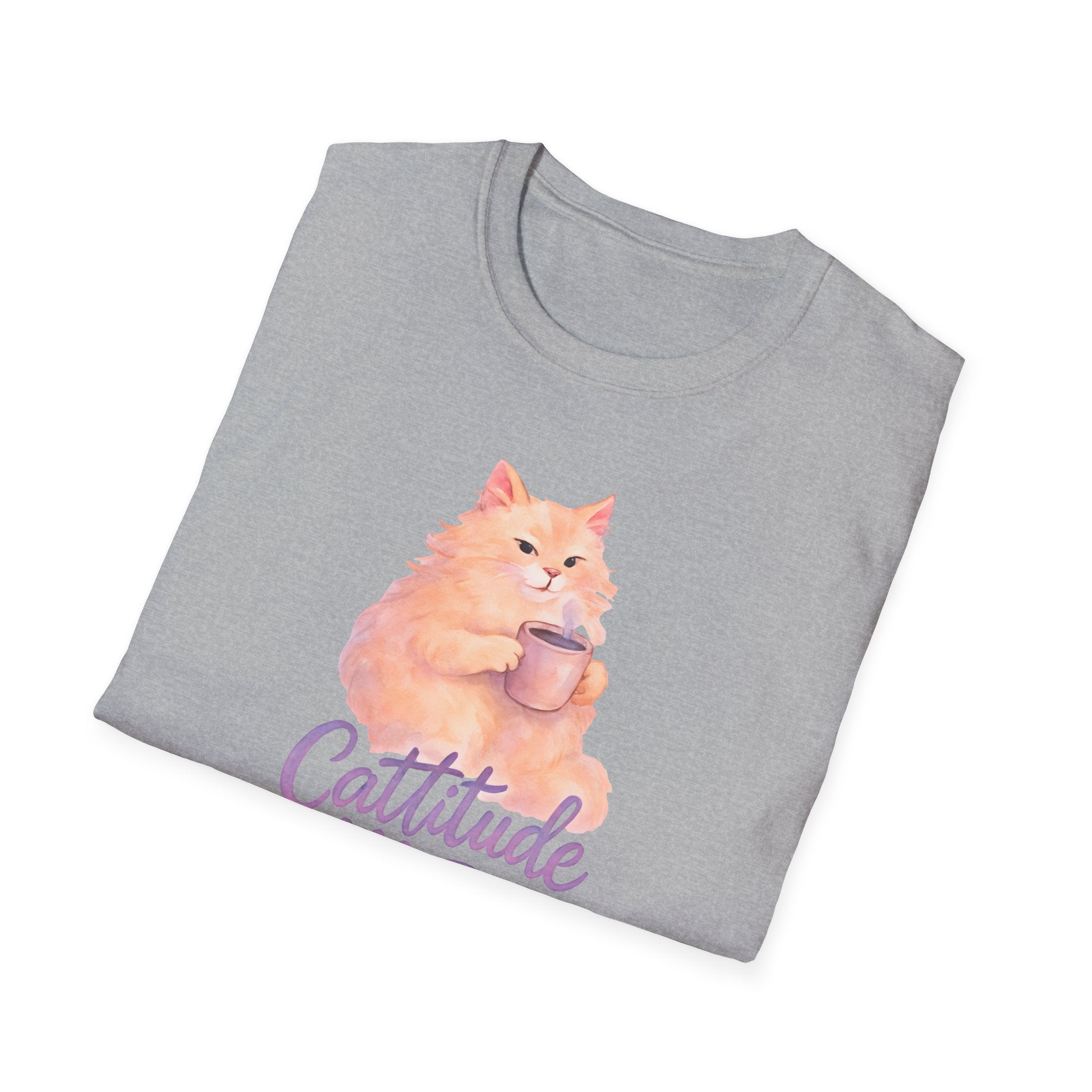 Cat with Coffee Cup T-Shirt