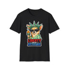 Liberty With Attitude Funny Chihuahua Sunglasses Statue of Liberty T-Shirt | Lady Liberty Pups Collection by PetPulse