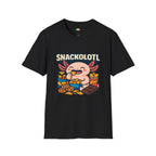 Snackolotl Snacking Axolotl T-Shirt - Funny Food Lover Snack Attack Chips Cookies Chocolate Tee