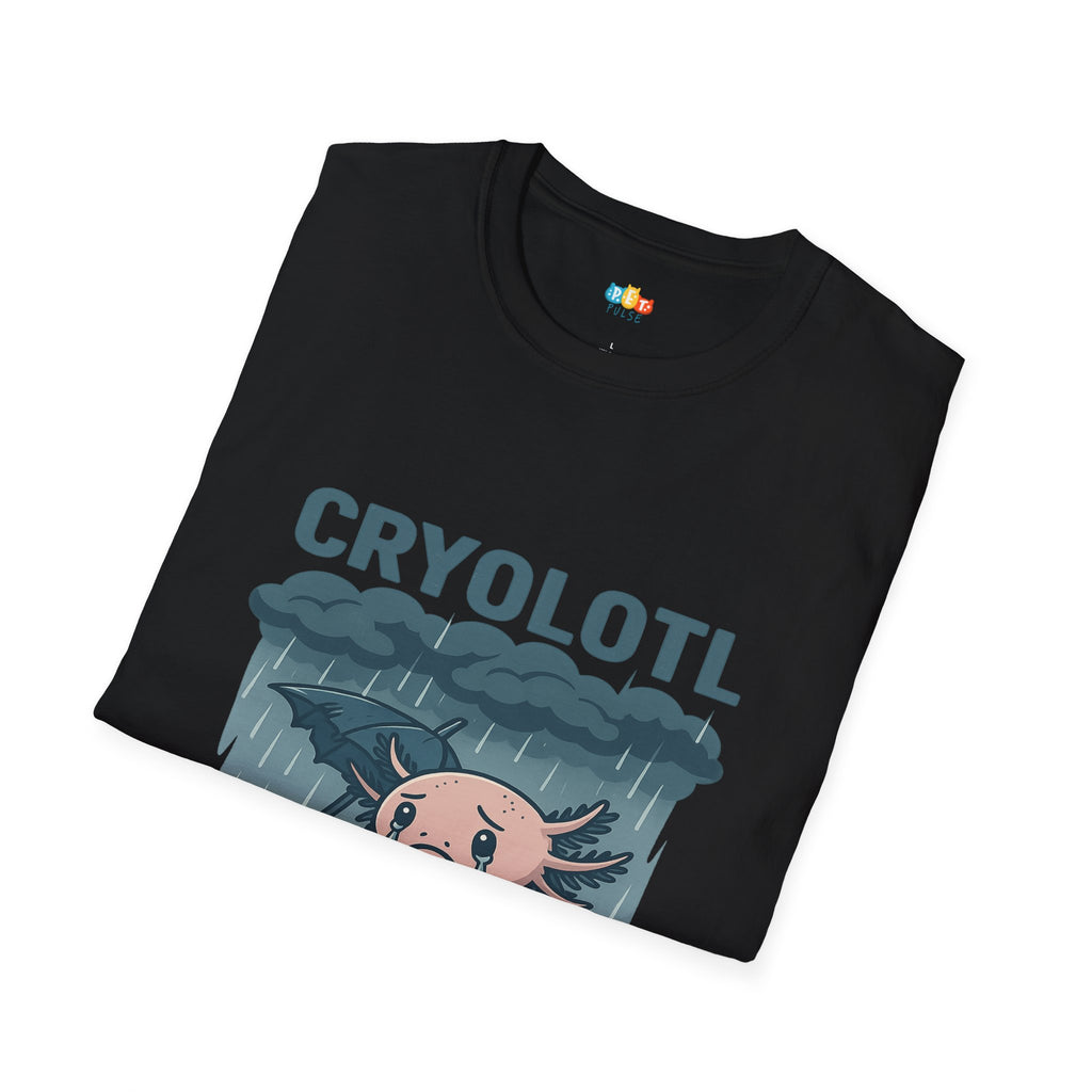 Cryolotl Sad Axolotl T-Shirt - Funny Crying Rain Depression Mental Health Emotional Support Tee