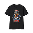 Lead The Pack Funny Uncle Sam Rottweiler T-Shirt | Patriotic Rottie in Top Hat and Suit Graphic Tee | Uncle Sam Pups