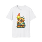 Land of the Golden Funny Golden Retriever Statue of Liberty T-Shirt | Lady Liberty Pups Collection by PetPulse