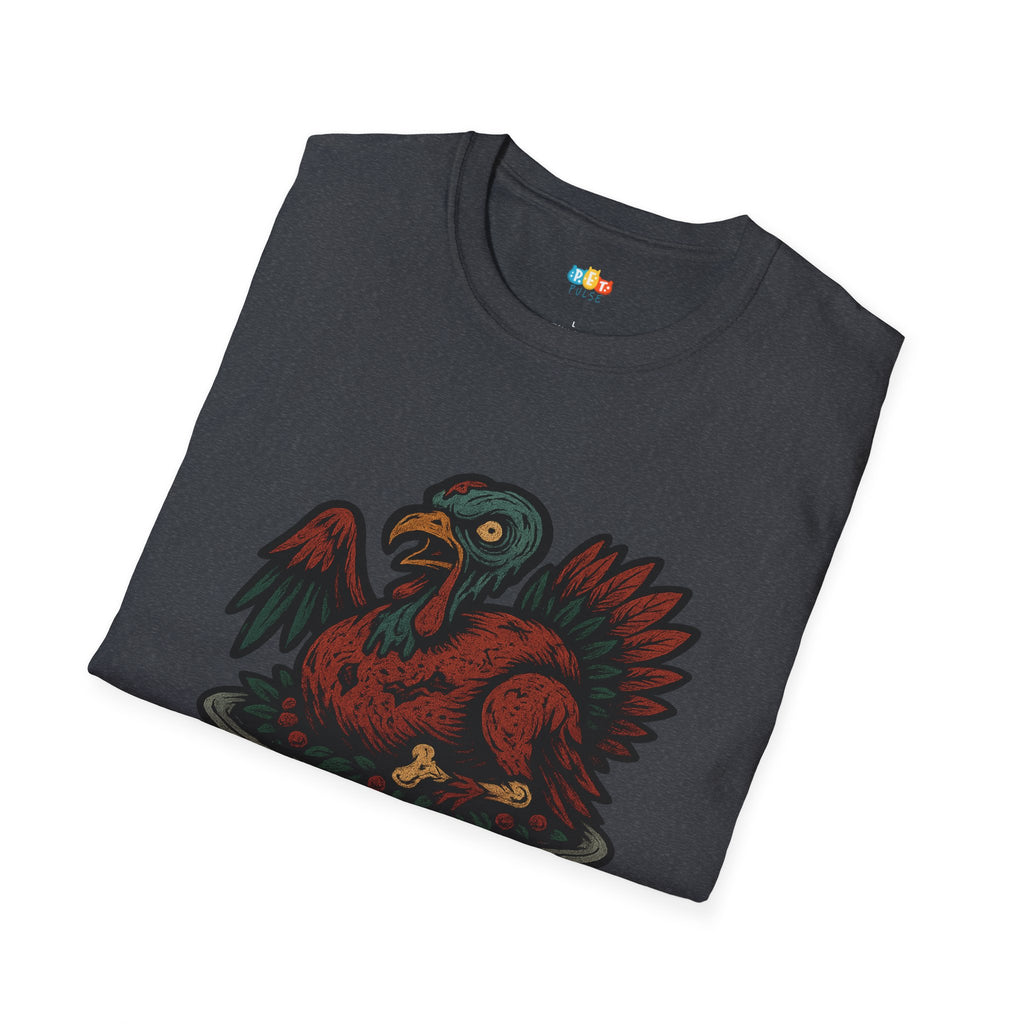 Zombie Turkeys Give No Thanks T-Shirt - Funny Thanksgiving Horror Halloween Undead Bird Graphic Tee