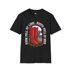 Farm Life Mud Boots T-Shirt - Funny Rural Country Living Red Rubber Wellington Boots Farmer Graphic Tee