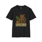 Christmas Cat-Astrophe T-Shirt - Funny Feral Cat Christmas Light Tangled Tree Destroyer Vintage Xmas Tee