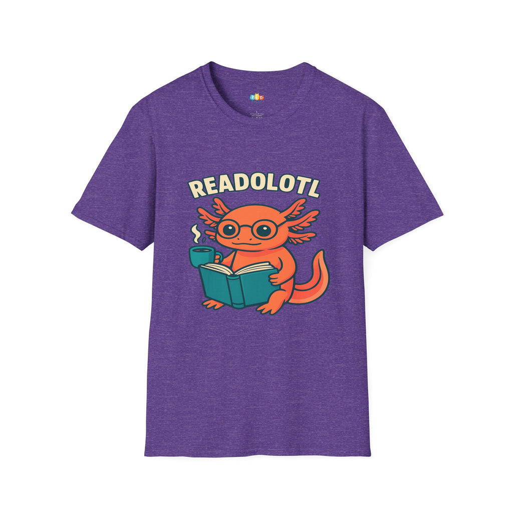 Readolotl Reading Axolotl T-Shirt - Funny Book Lover Coffee Reader Bookworm Literature Student Tee