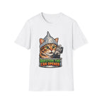 Question the Can Opener Funny Conspiracy Cat T-Shirt | Cat-Spiracy Theorist Series | Pet-Spiracy Theorist Collection by PetPulse