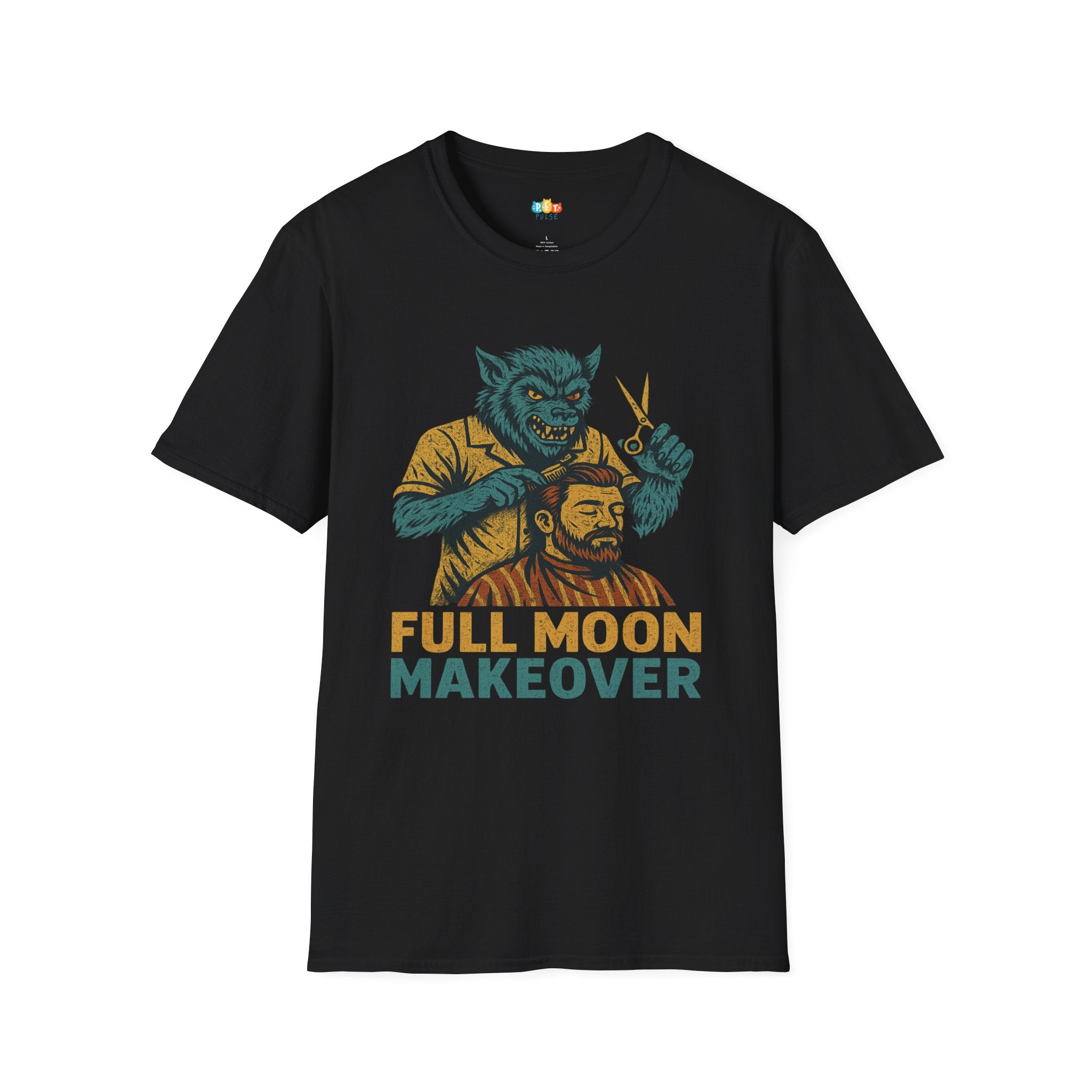 Full Moon Makeover Halloween T-Shirt - Werewolf Barber Horror Comedy Gothic Spooky Fall Graphic Tee