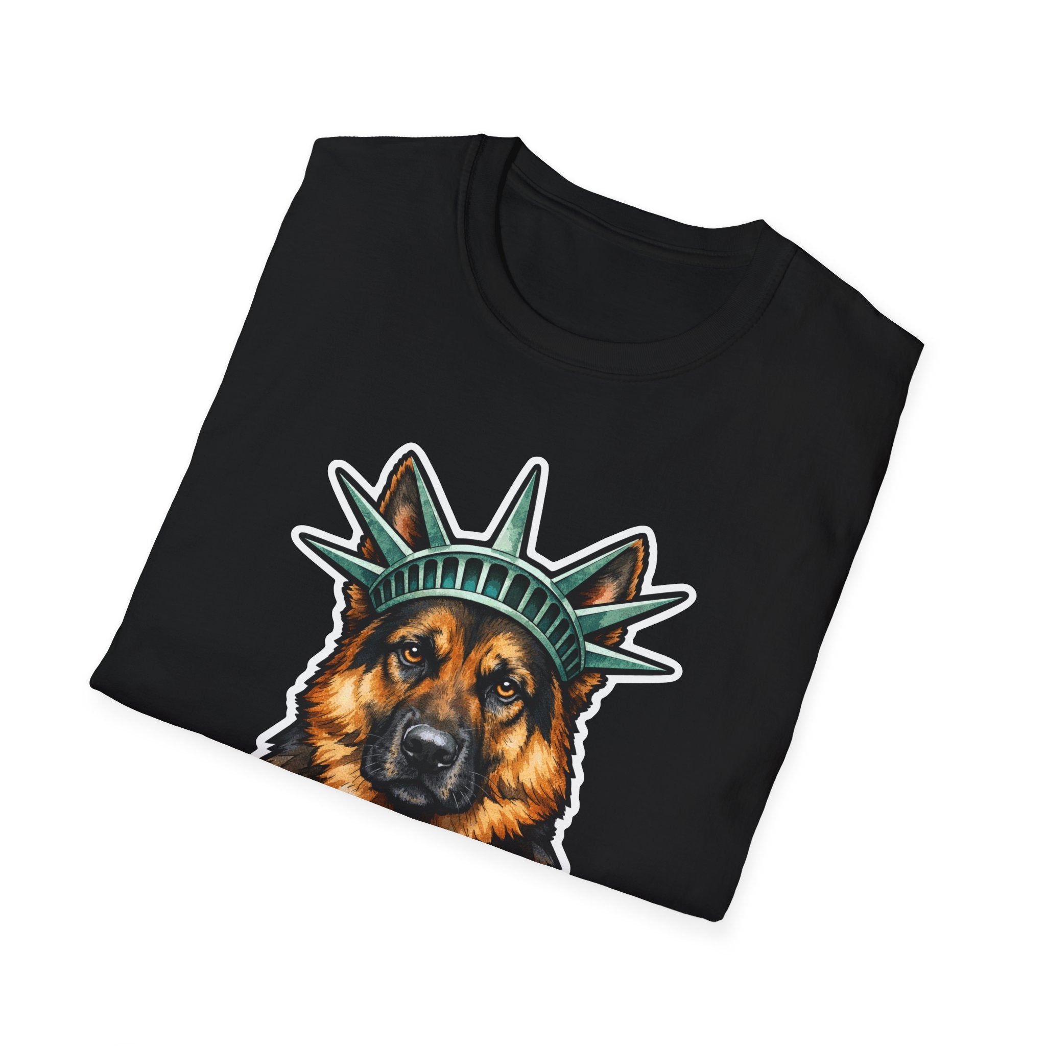 Guardian of Liberty Funny German Shepherd Statue of Liberty T-Shirt | Lady Liberty Pups Collection by PetPulse