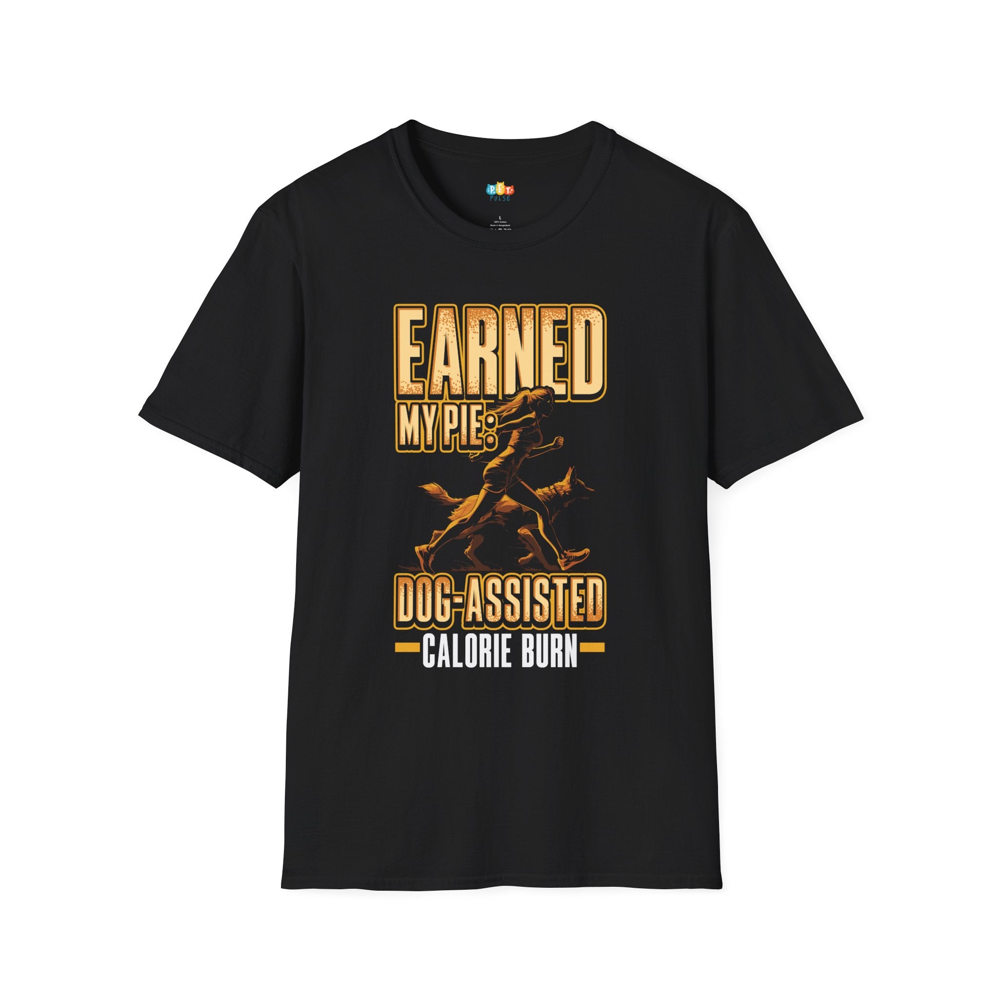 Earned My Pie Dog-Assisted Calorie Burn T-Shirt - Funny Thanksgiving Pet Owner Holiday Fitness Running Graphic Tee