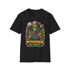 Pitchfork Planet Funny Alien Farmer T-Shirt | Cosmic Encounters Collection by PetPulse