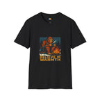 Believe In Warmth Bigfoot Christmas T-Shirt - Funny Holiday Sasquatch Campfire Coffee Winter Cryptid Tee