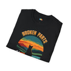 Broken Parts Wild Spirit Cat T-Shirt - Vintage Sunset Mountain Adventure Feline Lover Graphic Tee