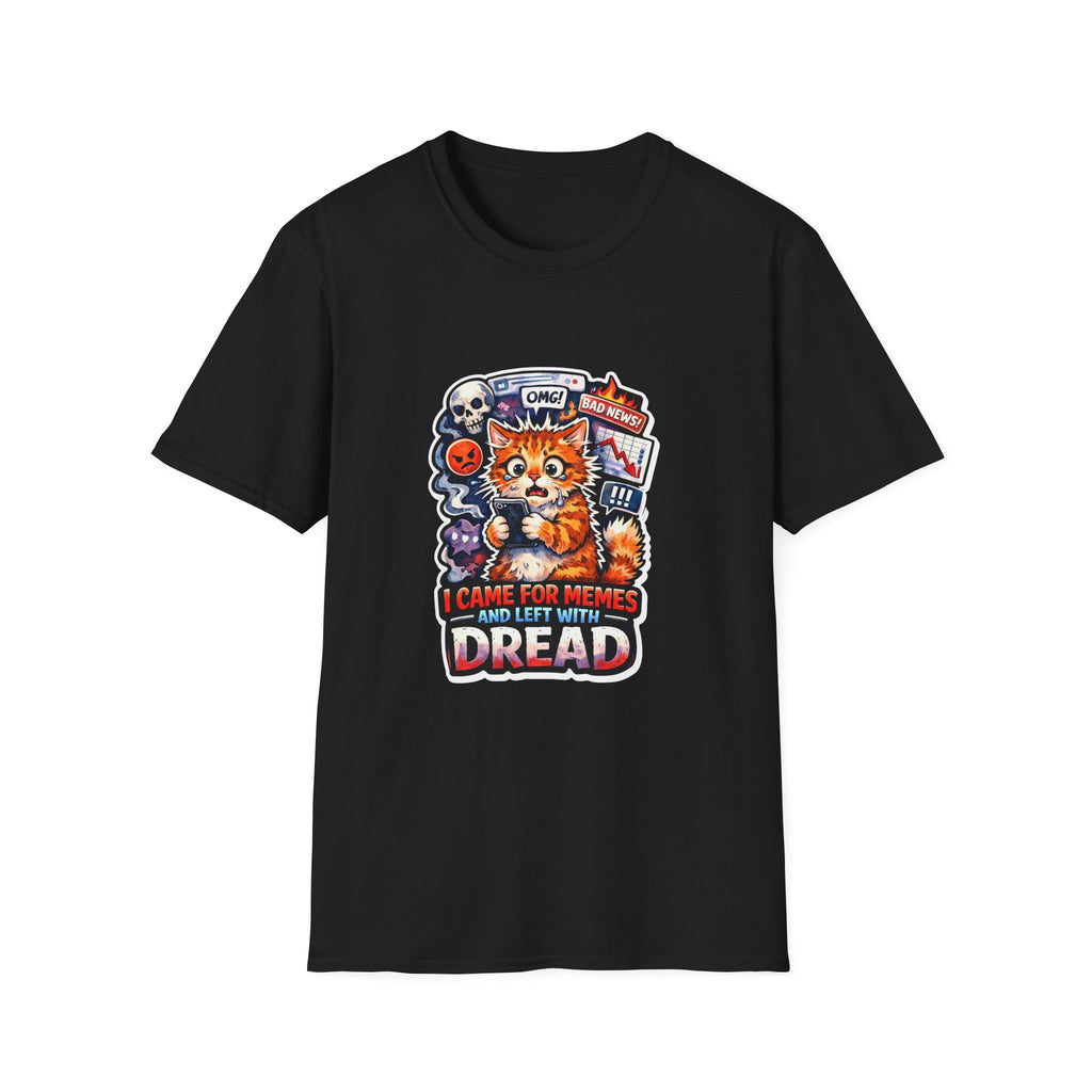 I Came For Memes And Left With Dread Funny Doomscrolling Cat T-Shirt | Tech Pack Collection by PetPulse