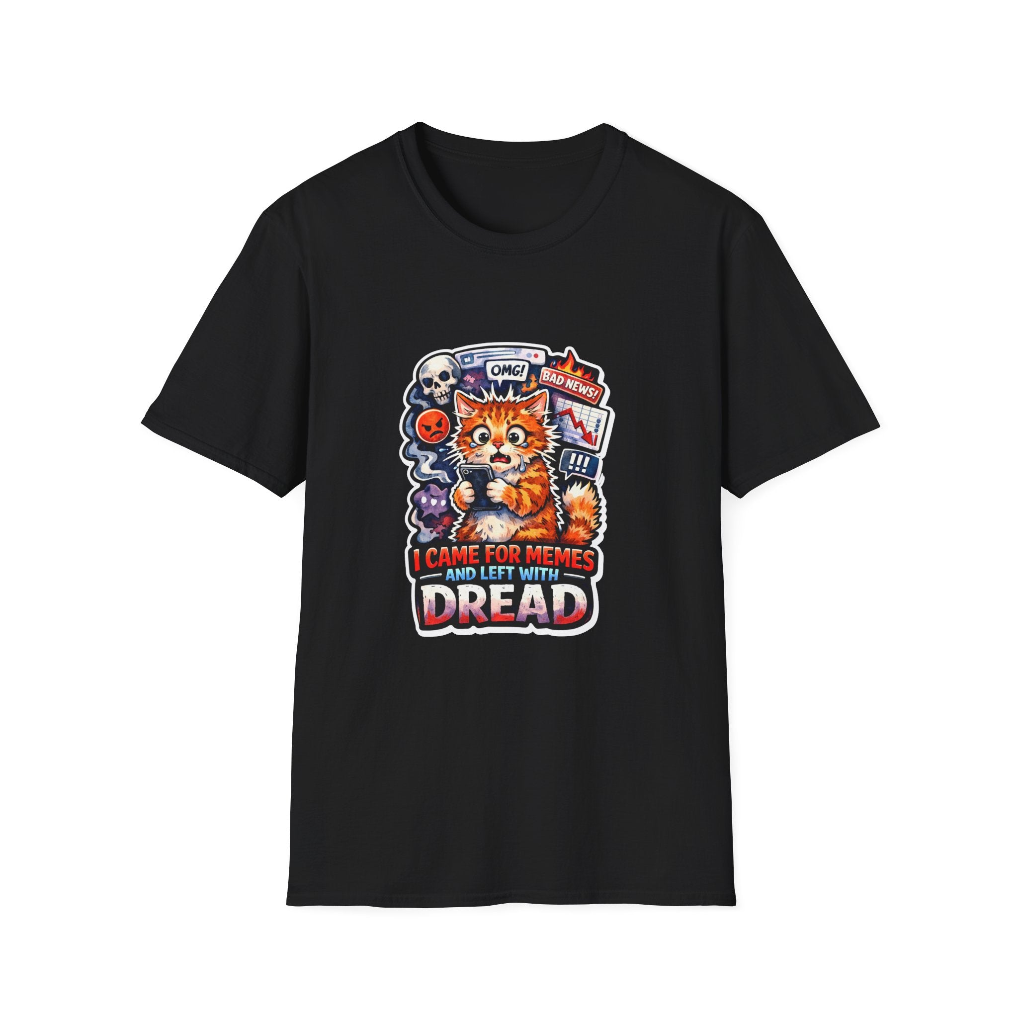 I Came For Memes And Left With Dread Funny Doomscrolling Cat T-Shirt | Tech Pack Collection by PetPulse