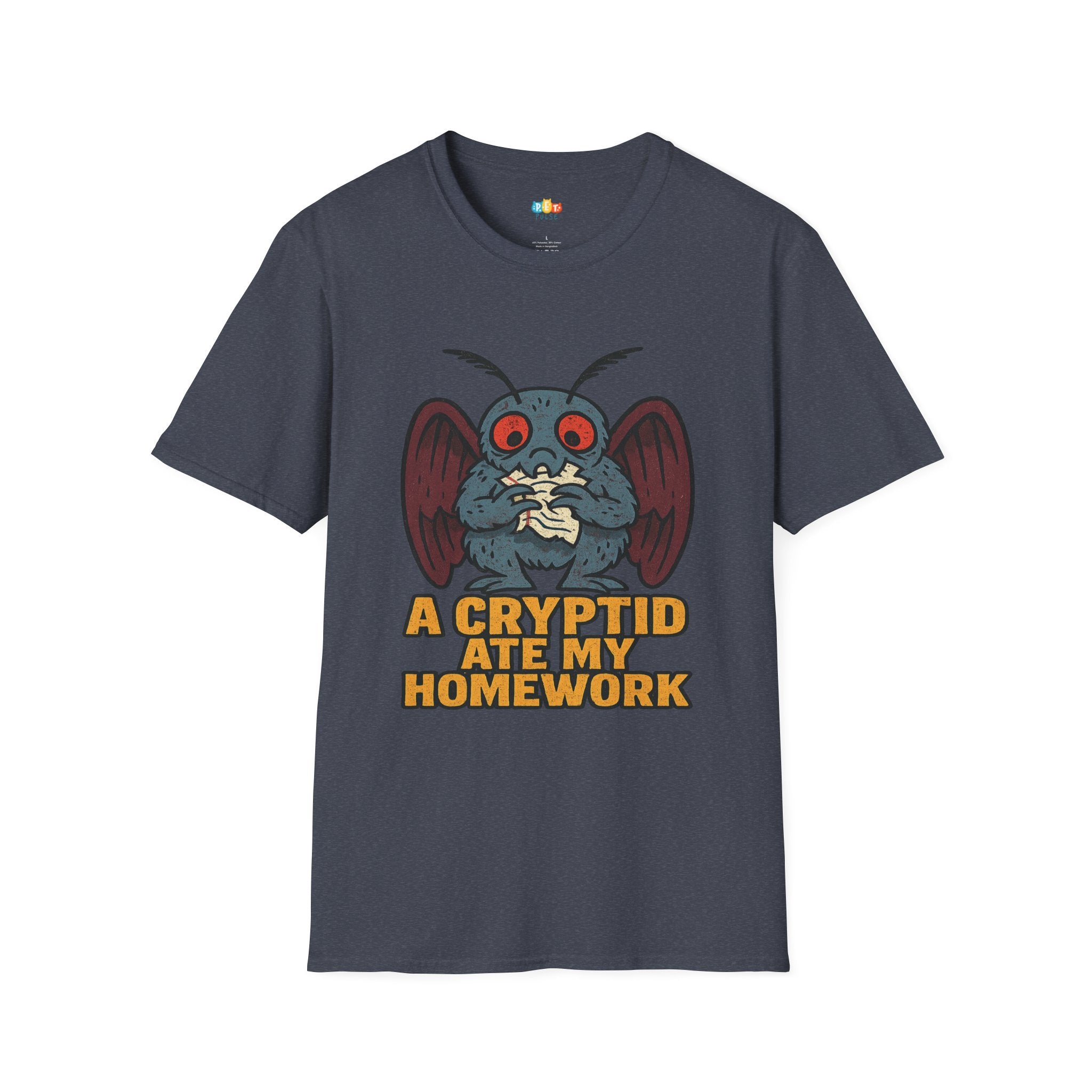 A Cryptid Ate My Homework T-Shirt - Funny Mothman Student School Excuse Legendary Creature Tee
