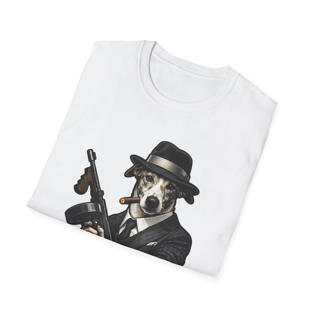 Kiss the Paw Funny Mobster Greyhound T-Shirt | The Dog Father Collection by PetPulse
