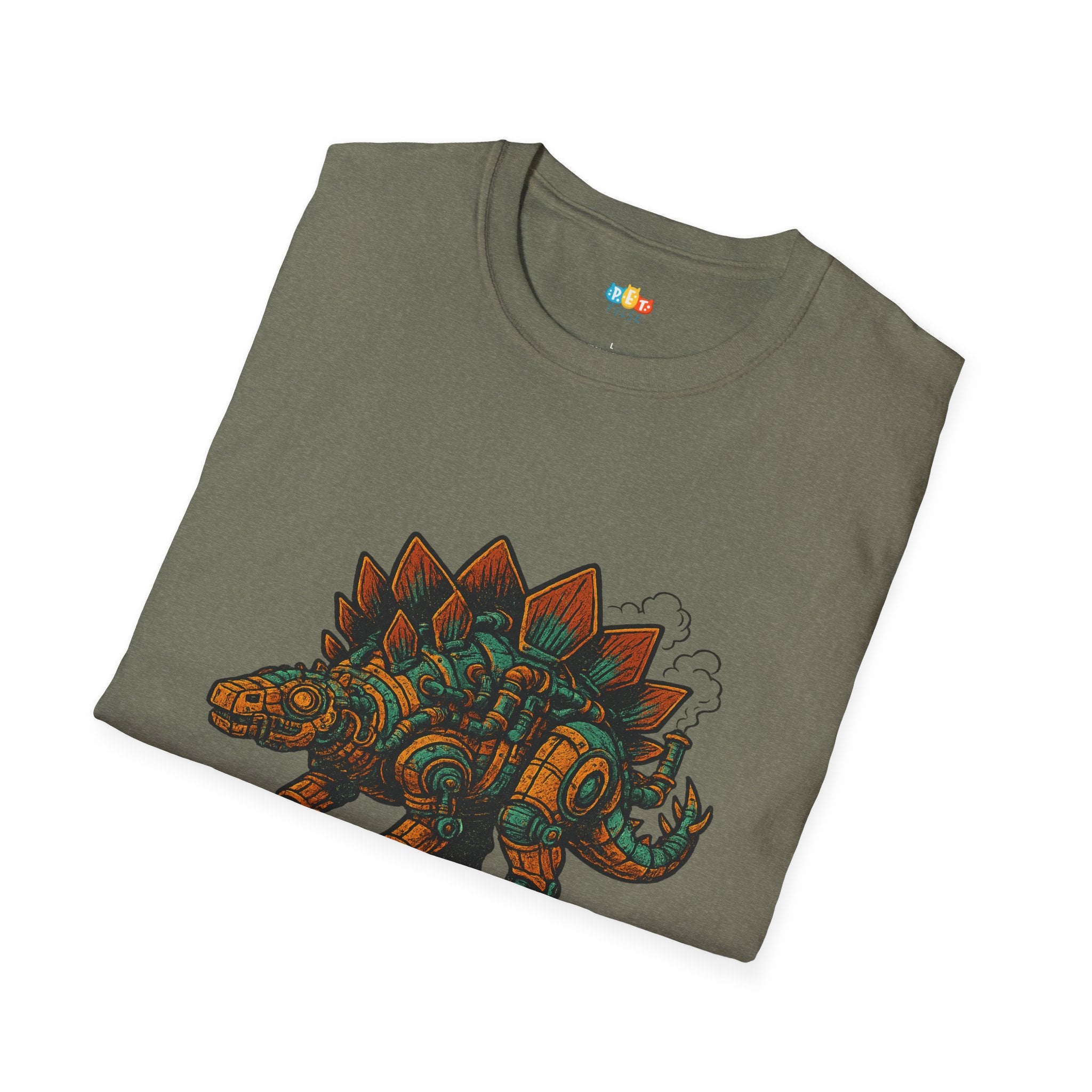 Spikes and Steam Steampunk Stegosaurus T-Shirt - Funny Mechanical Dinosaur Victorian Industrial Graphic Tee