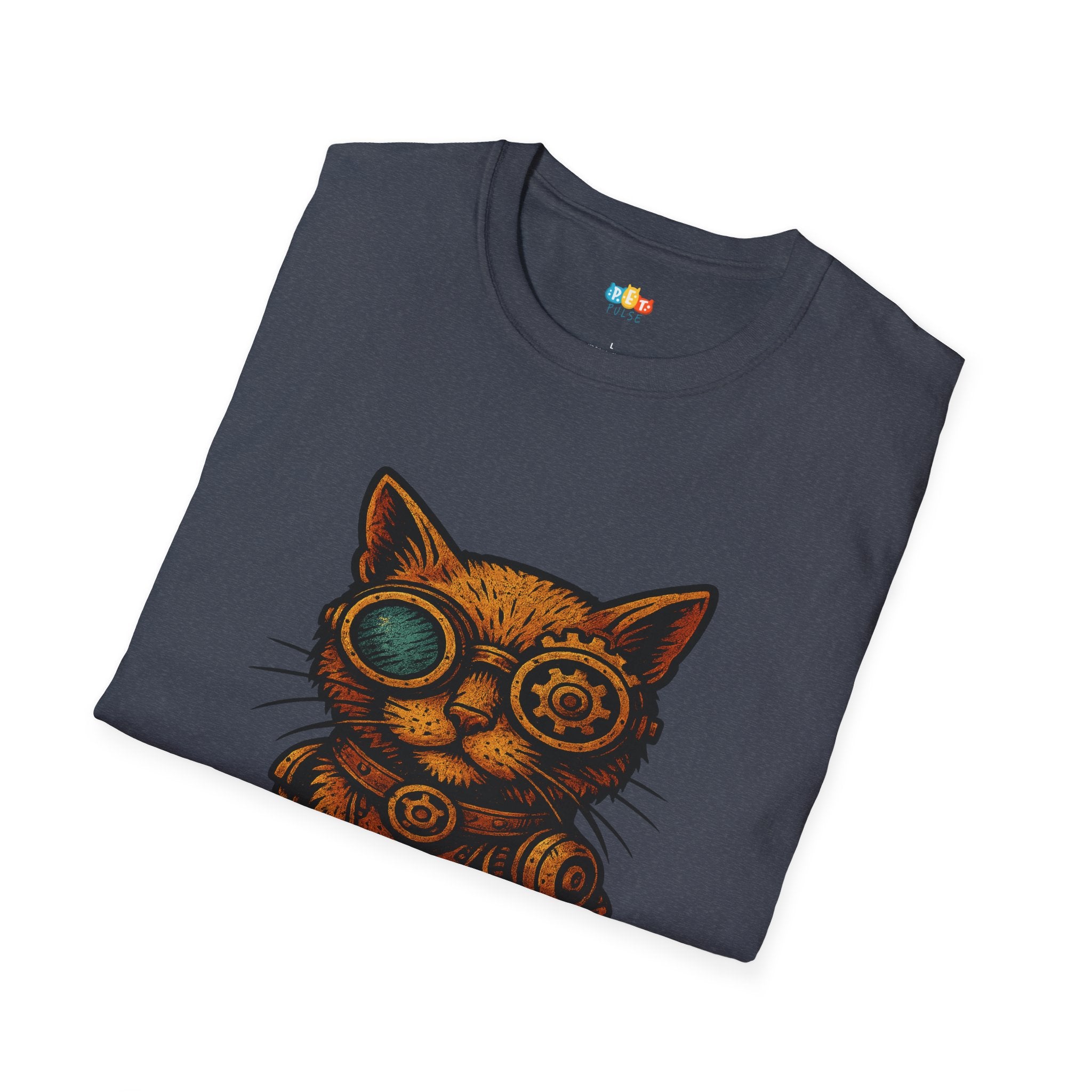 Steampunk Cat T-Shirt - Funny Mechanical Feline Victorian Gears Goggles Engineer Cyberpunk Graphic Tee