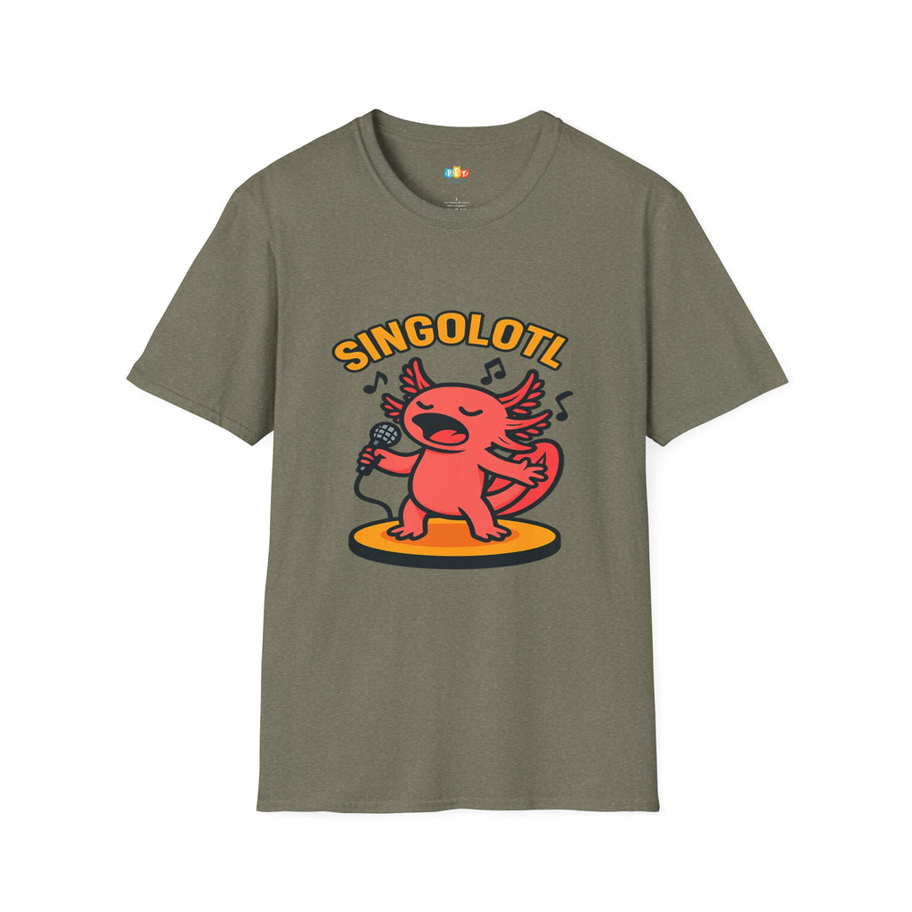 Singolotl Musical Axolotl Karaoke Singer T-Shirt - Funny Animal Pun Music Performance Vocalist Tee