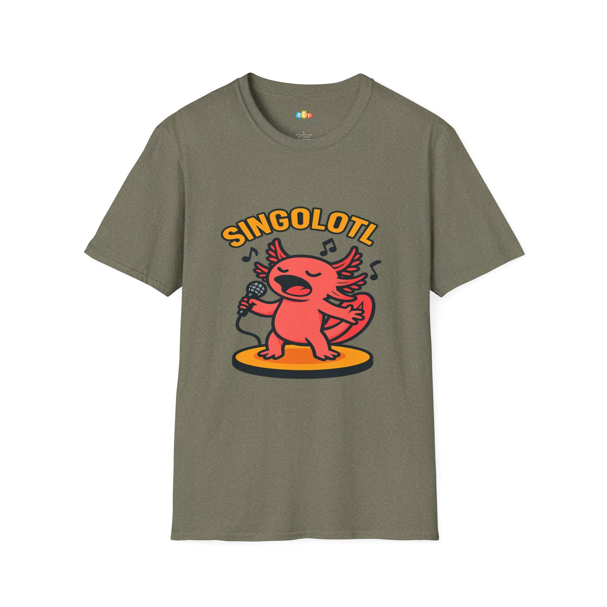 Singolotl Musical Axolotl Karaoke Singer T-Shirt - Funny Animal Pun Music Performance Vocalist Tee
