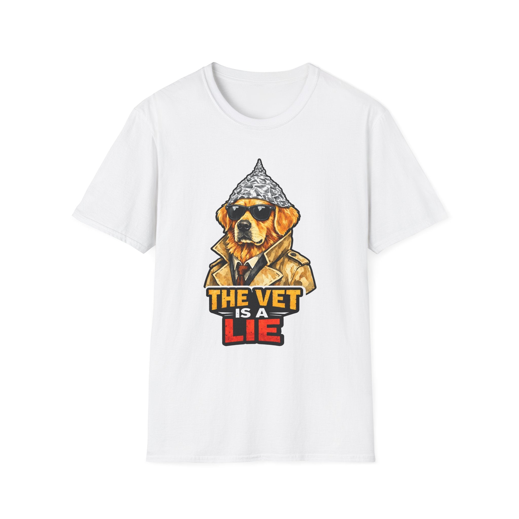 The Vet Is a Lie Funny Conspiracy Golden Retriever T-Shirt | Pet-Spiracy Theorist Collection by PetPulse