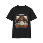 Still Not Blurry Funny Bigfoot In Bed T-Shirt | Cryptid Companions Collection by PetPulse